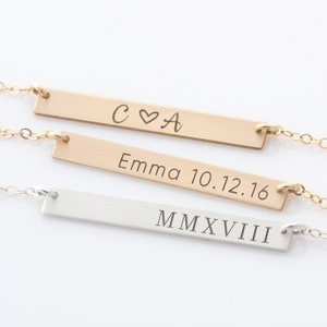 Skinny Bar Necklace, Personalized Bar Necklace, Engraved Bar Necklace, Mom Necklace, Gold, Silver, Rose Gold Name Bar Necklace, Gift for Mom image 3