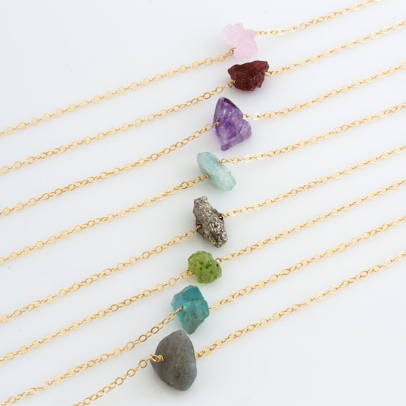 Raw Crystal Necklace/ Delicate Layering Necklace/Raw Stone Pendant/Minimal Crystal Necklace/Christmas Gift/Gift for Her/Bridesmaid Gift/N257