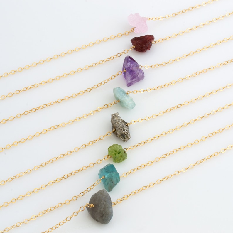 Raw Crystal Necklace/ Delicate Layering Necklace/Raw Stone Pendant/Minimal Crystal Necklace/Christmas Gift/Gift for Her/Bridesmaid Gift/N257 image 1