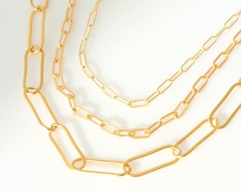 Paperclip Chain/ 14K Gold Filled Thick Chain/ Rectangle Link Necklace/ Sterling Silver Paperclip Chain Necklace/ Gold Choker/ Gift for Her