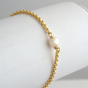 Delicate Pearl Bracelet, Gold Pearl Bracelet, Bridesmaid Gift, Minimal Bracelet, Gift for Her, 14k Gold Fill, Sterling Silver, B215 image 5