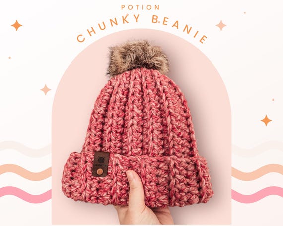 Potion Hand‑Knit Chunky Beanie (Unisex) HAND KNIT A CHUNKY HAT/BECOZI LOOPY STITCH YARN - YouTube main image 4