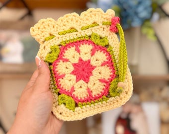 Gehaakt etui met trekkoord | Mini accessoiretasje | Portemonneetje | Oordopjeshouder | Klein cadeautje voor haar