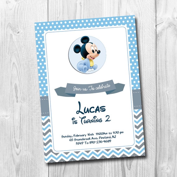 Bebe Mickey Mouse Invitacion Baby Invitacion De Cumpleanos Etsy
