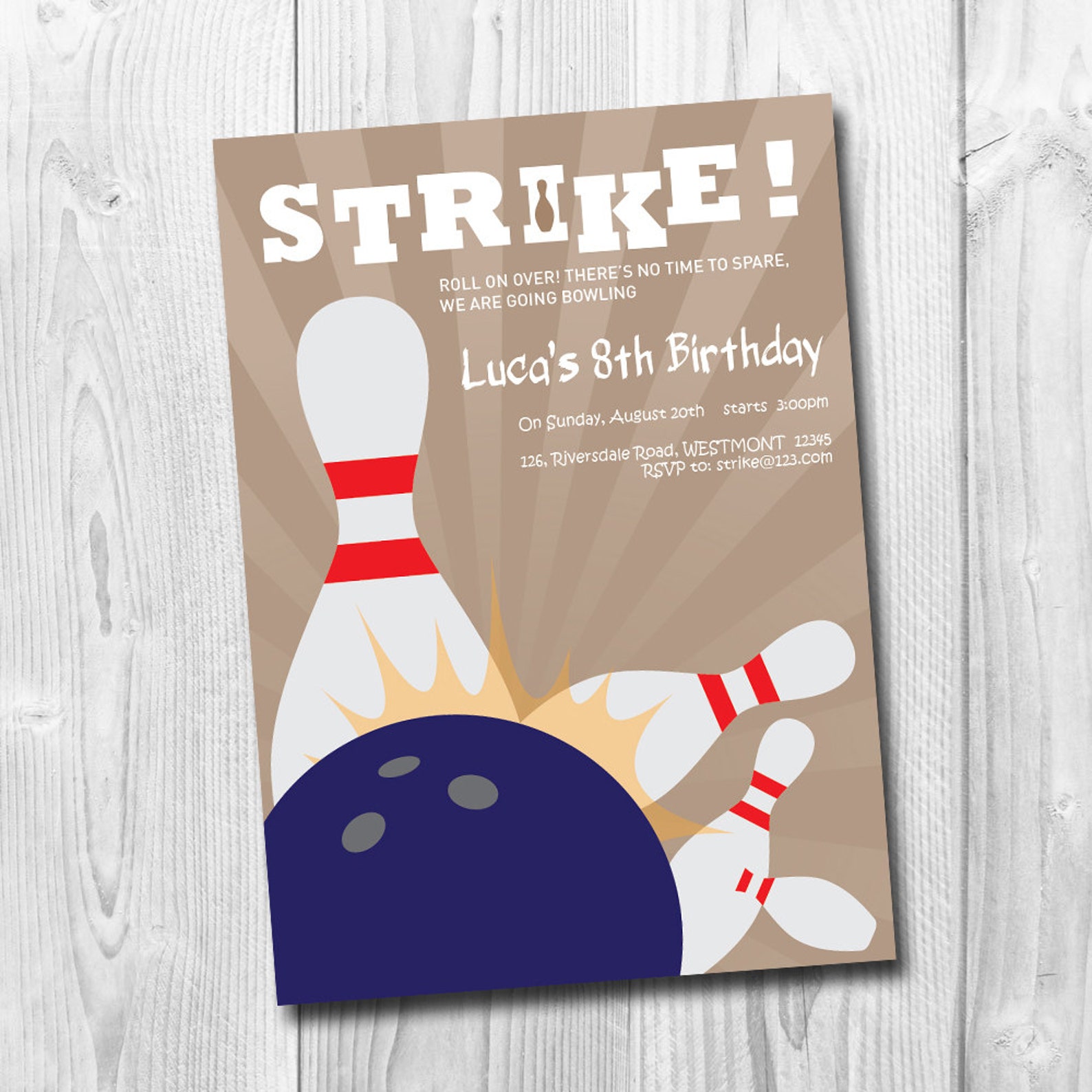 Bowling Party Invitation Let's BOWL Invitation Kids Etsy Canada