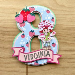 Strawberry Shortcake Cake Topper, Cake Topper, Strawberry Theme, Party Decor, Cake Decoration