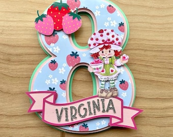 Strawberry Shortcake Cake Topper, Cake Topper, Strawberry Theme, Party Decor, Cake Decoration