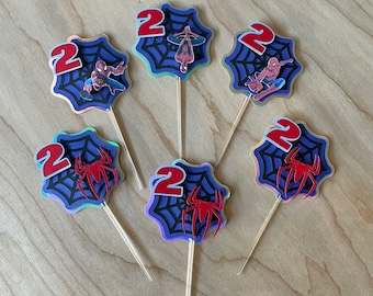 Superhero Party, Spider-Man Decor, Spiderman Cupcake Toppers, Spiderman Party, Cupcake Toppers