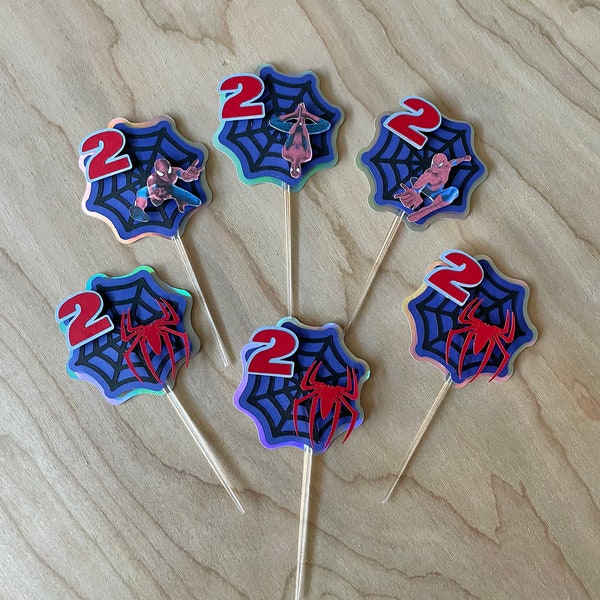 Spiderman Cupcake Toppers Etsy
