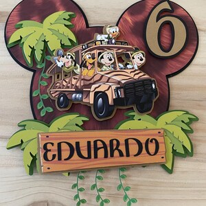 Mickey Safari Cake Topper, Birthday Cake Topper, Mickey Safari Decor, Disney Party, Mickey Mouse
