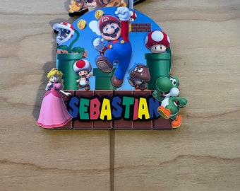 Super Mario Cake Topper,  Super Mario Party Decor, Mario Birthday Party,  Yoshi Party Decor,  Cake Topper