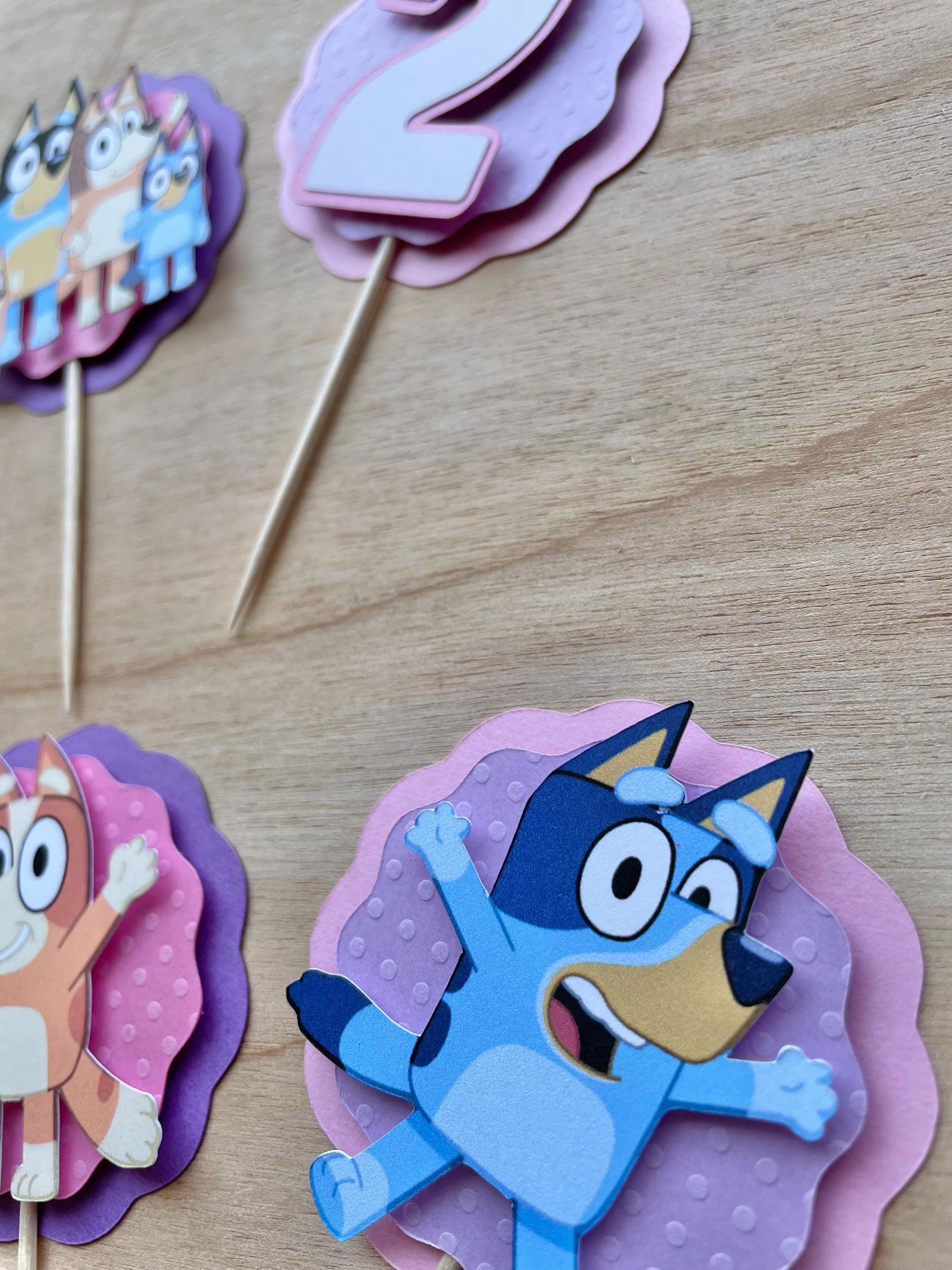 3D Bluey Cupcake Toppers with Scalloped Back