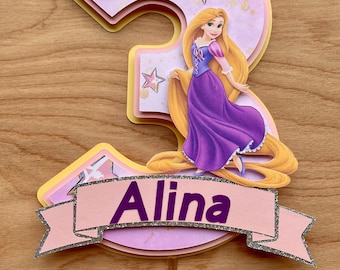 Adorno para tarta de Rapunzel, Fiesta de princesas, Princesas Disney, Decoración de Rapunzel