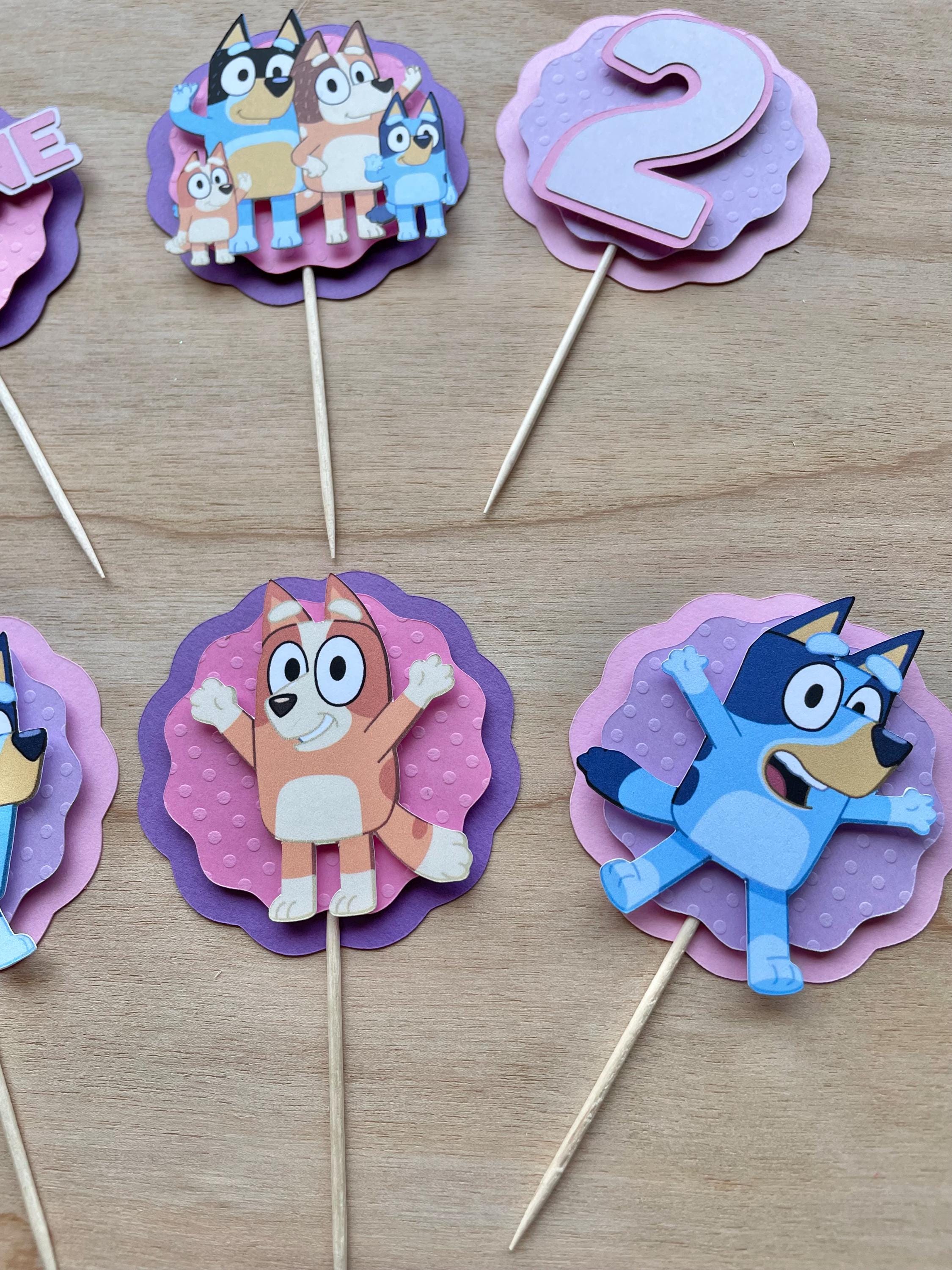 3D Bluey Cupcake Toppers with Scalloped Back