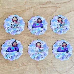 Gabby’s Dollhouse Stickers, Party Favors, Gabby’s Dollhouse Party, Thank You Stickers, Party Supplies