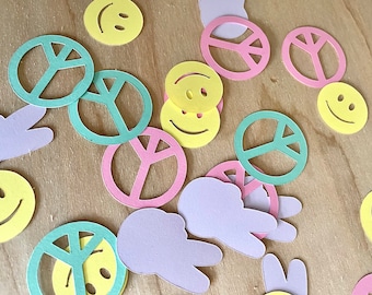 Hippie Party, Hippie Confetti, Groovy Confetti, Retro Confetti, 70’s Party Confetti, Retro Party Decor, Groovy Party Decor. Birthday Decor