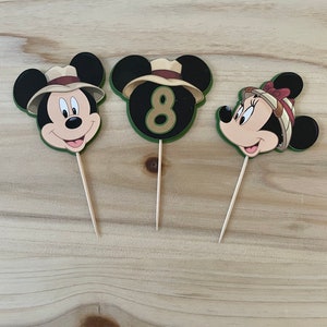 Mickey Safari Cupcake Toppers, Safari Birthday Party,  Birthday Party Decor, Mickey Safari Decor, Mickey Mouse