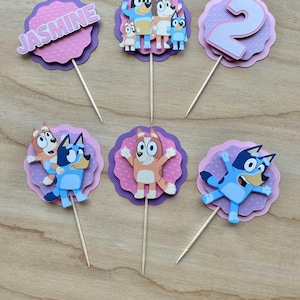 Bluey Cupcake Toppers, Blue Dog Party Decor, Bluey, Bingo, Birthday Decor, Bluey Party, Photo Prop, Cake Decor