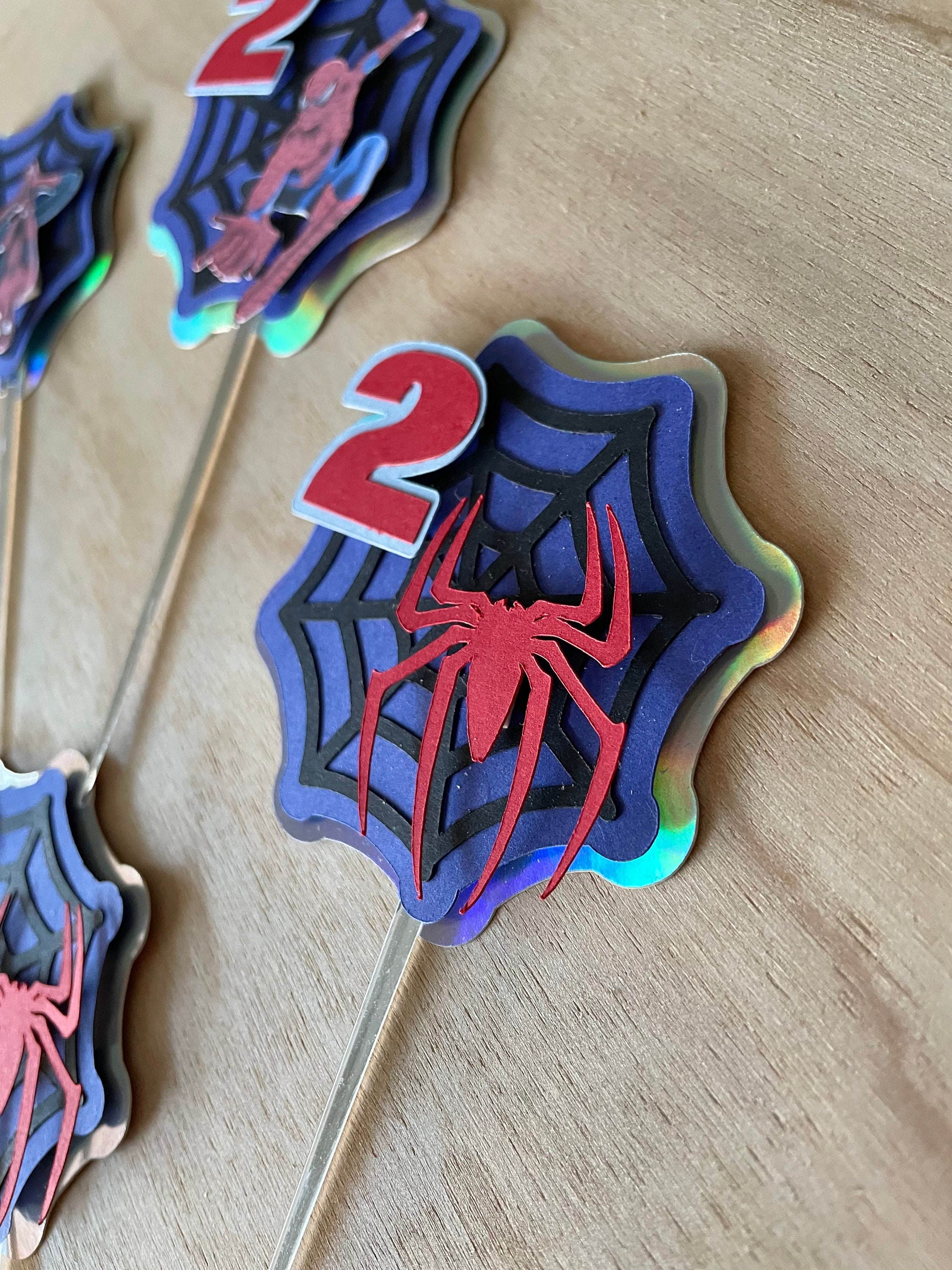 Superhero Party Spiderman Decor Spiderman Cupcake Toppers Etsy