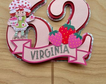 Strawberry Shortcake Cake Topper, Party Decoration, Cake Decor, Cake Topper