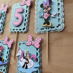Minnie Beach Party Cupcake Toppers, Minnie Pool Party, Cupcake Toppers,  Summer Beach Party,  Minnie Birthday Decor