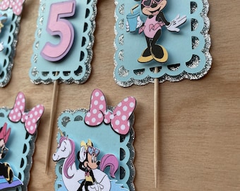 Minnie Beach Party Cupcake Toppers, Minnie Pool Party, Cupcake Toppers,  Summer Beach Party,  Minnie Birthday Decor