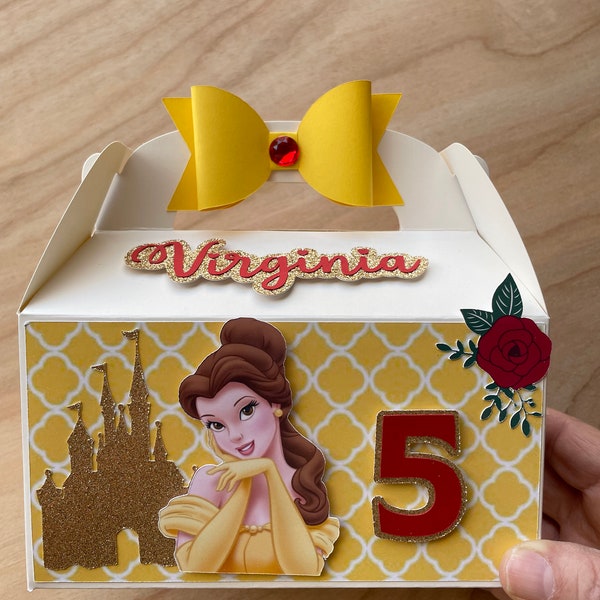 Décoration de fête La Belle et la Bête, Belles boîtes à friandises, Décoration de fête de princesse, Fête Disney, Boîtes Belle pignon, Boîtes de fête