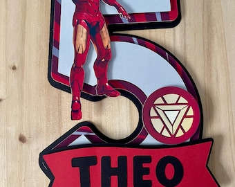 Iron Man Cake Topper, Iron Man Party Decor, Cake Topper, Superhero Cake Decorations