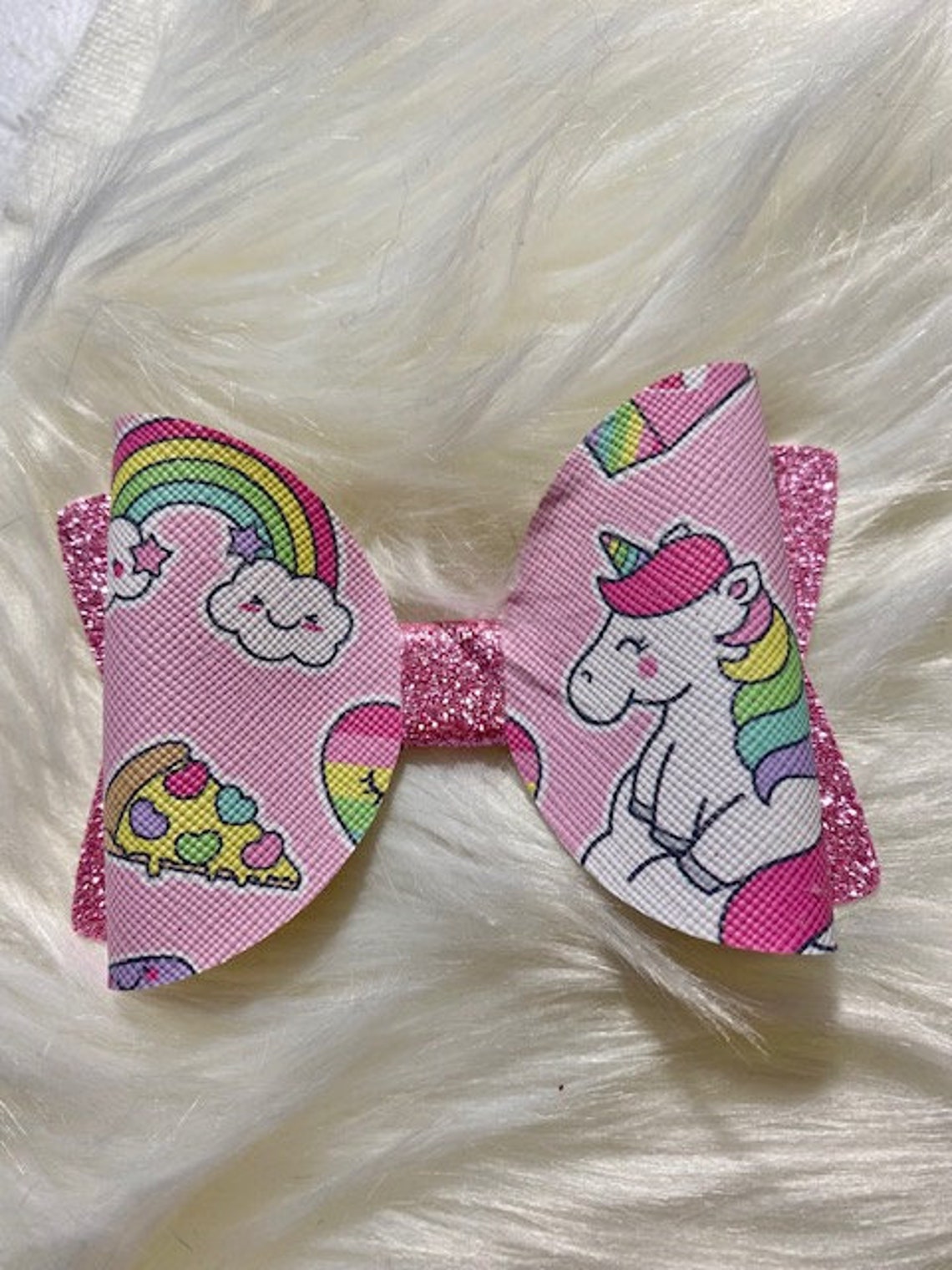 Unicorn Hair Bow Hair Bows Hair Accessories Faux Leather Etsy