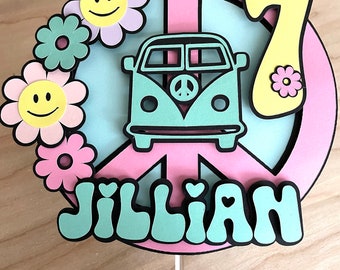 Hippie Party, 70’s Cake Topper, Cake Topper, Retro Cake Topper, Groovy Cake Topper, 70’s Party Decor, Groovy Party Decor, Retro Party