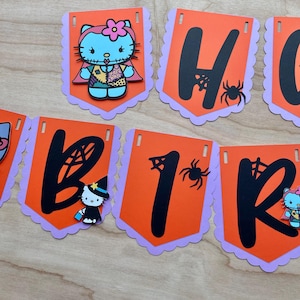 Kitty Halloween, Birthday Banner, Kitty Party Decor, Kawaii Party, Halloween Party Decorations