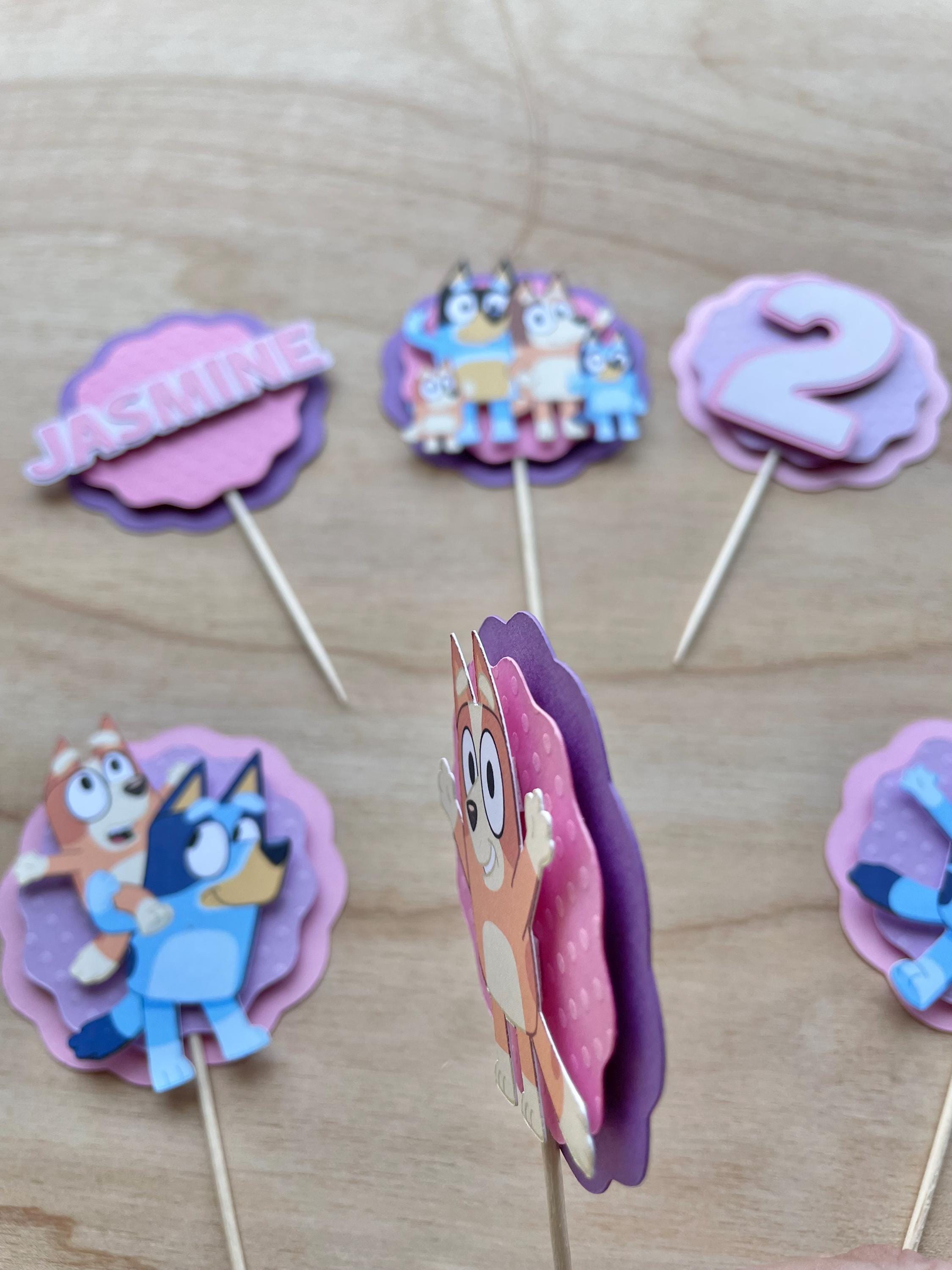 3D Bluey Cupcake Toppers with Scalloped Back