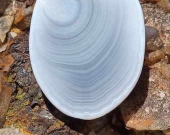 Vivid Parallax Blue agate freeform cabochon 46 x 35 x 11 mm