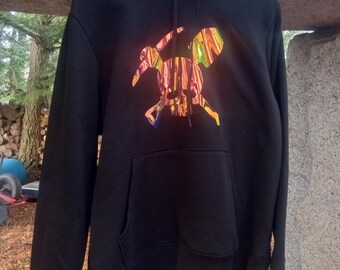 Hoodie Sweatshirt with Skull pick and shovel Holographic