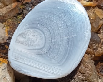Vivid Parallax Blue agate freeform cabochon 50 x 36 x 14 mm