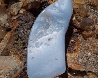 Ellensburg Blue Agate Cabochon: Brecciated Rhyolite Gemstone (56 x 23 x 5 mm)
