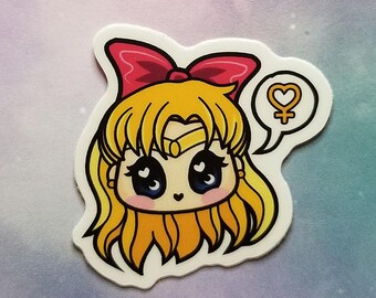 Chibi Sailor Venus Vinyl Sticker - Kawaii Anime Sailor Scout Art Decal - Nerdy Gift