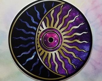 Sun and Moon Galaxy Vinyl Sticker - Alchemical Occult Decal