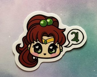 Chibi Sailor Jupiter Vinyl Sticker - Kawaii Anime Sailor Scout Art Decal - Nerdy Gift