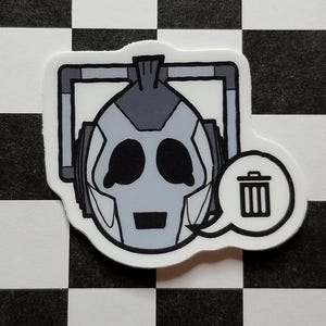 Doctor Who Small Cyberman Vinyl Sticker - Cartoon Art Decal