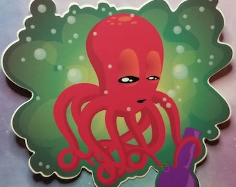 Sprudelnde Oktopus-Vinyl-Unkraut-Aufkleber - Cannabis-Kunst-Marihuana-Aufkleber - Kiffer Geschenk
