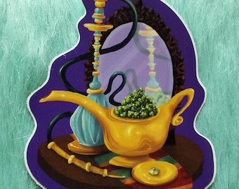 Pegatina de vinilo de lámpara mágica de capullo – Arte de princesa cachimba