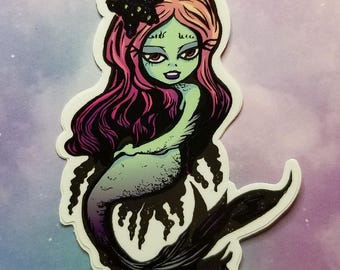 Pegatina de vinilo de sirena dulce - Calcomanía artística de sirena
