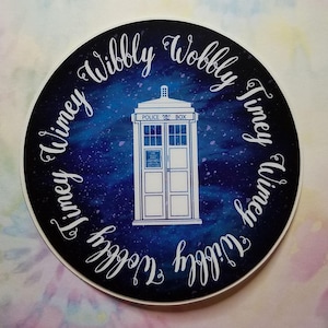 Doctor Who Tardis Wibbly Wobbly Timey Wimey Vinyl Sticker - Dr Who Universe Galaxy 4&quot; Round Circle Decal