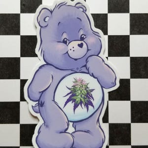 Kush Bear Vinyl Weed Sticker - Marijuana, Cannabis Art Decal, Stoner-gåva