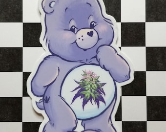 Kush Bear ビニール製ウィードステッカー - マリファナ、カンナビスアートデカール、ストーナーギフト
