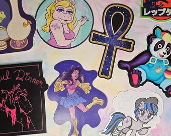B-Grade Mystery Vinyl Stickers - 420 Stickers, Anime, Sci-fi Decals, Sacred Geometry, Doctor Who, Original Art, Fantasy, 90s Nostalgia