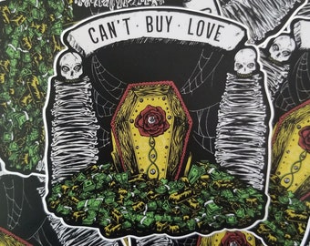 Can't Buy Love Vinyl Sticker - Original Illustration Memento Mori Art Decal