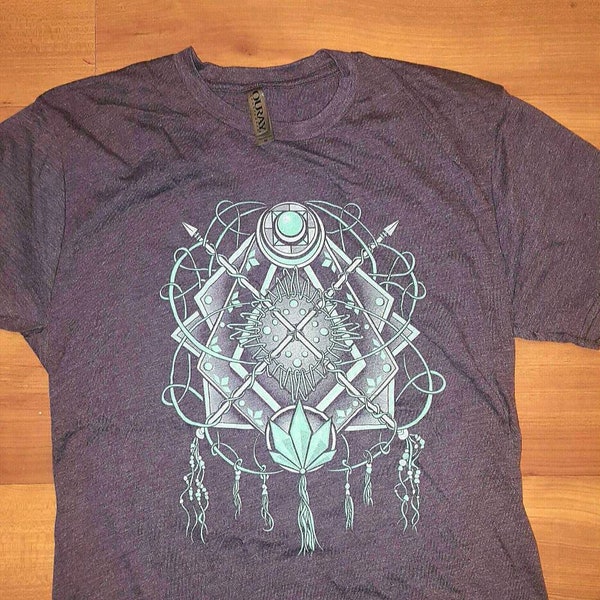 SALE! - Crystallized Dreams Screenprint T-Shirt (Blackberry) - Original Illustration Dreamcatcher Shirt Abstract Artwork