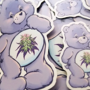 Kush Bear Vinyl Weed Sticker - Marijuana, Cannabis Art Decal, Stoner ...